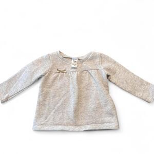 Carter's Baby Girl Long Sleeve Bow Top Shirt Gray 12 Months